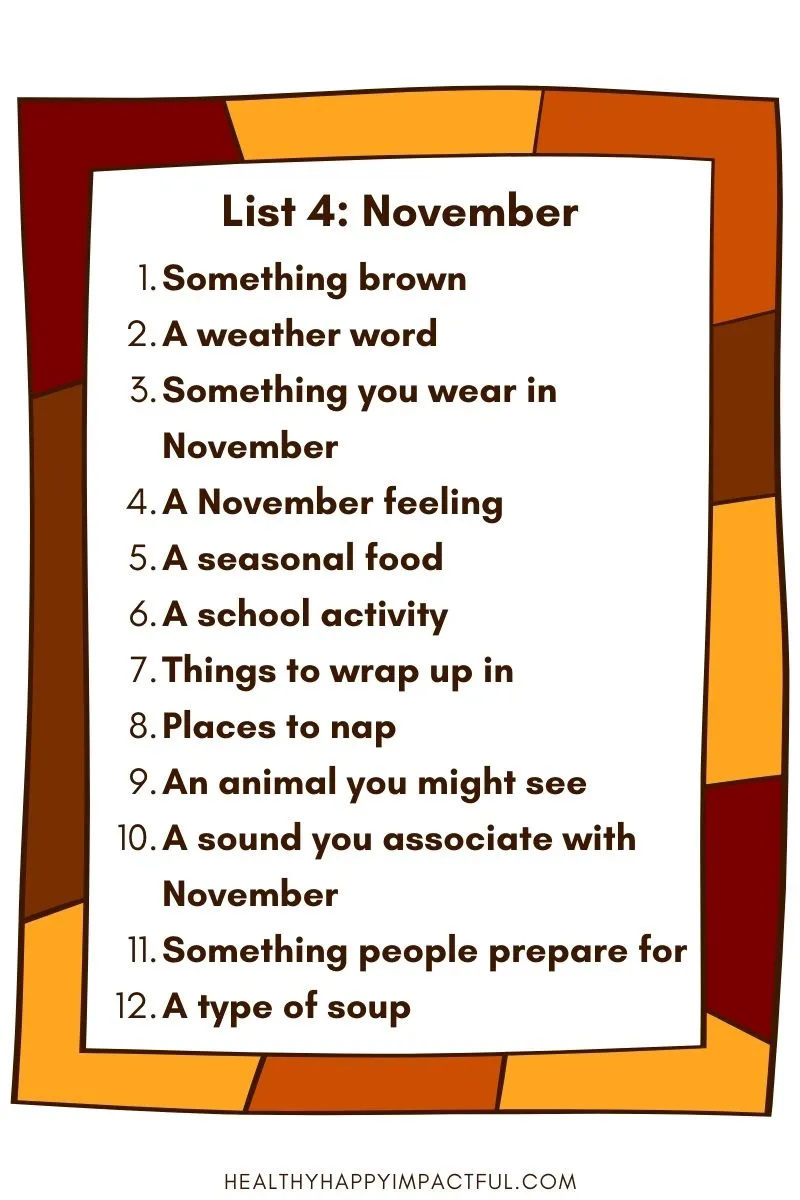 November categories list