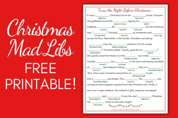 christmas mad libs free printable for kid and adults
