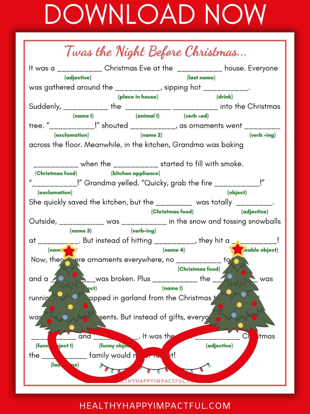 Christmas Mad Libs free printable for kids