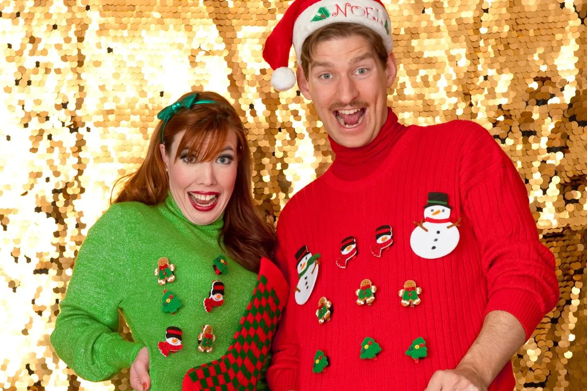 ugly Christmas sweater contest; fun group party games for adults; easy office party; funny