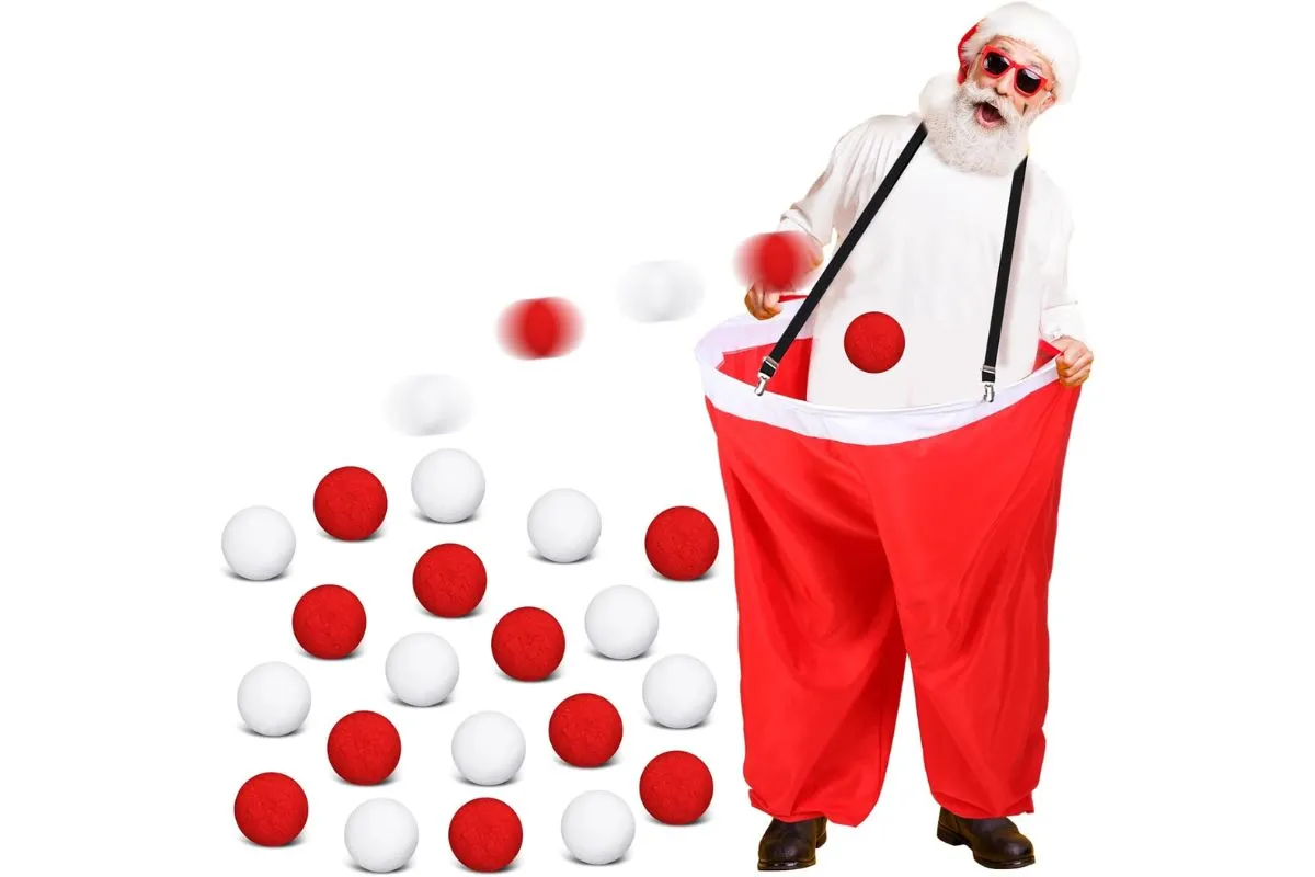 Santa snowball toss adult Christmas party games; funny; indoor; best