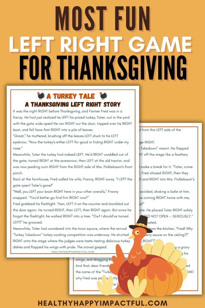left right Thanksgiving story game; pass gifts; turkey