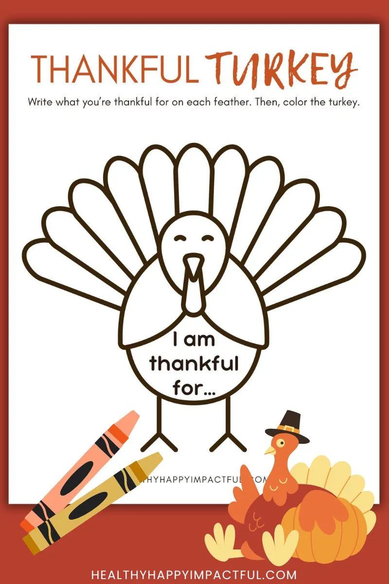 thankful turkey free printable craft for kids