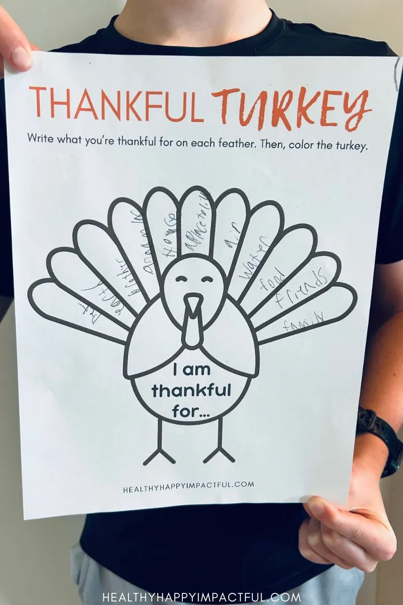 thankful turkey craft for kids free printable; preschool