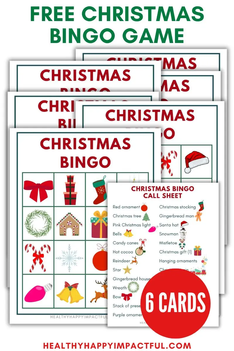 free printable Christmas bingo pdf game for kids, teens, adults