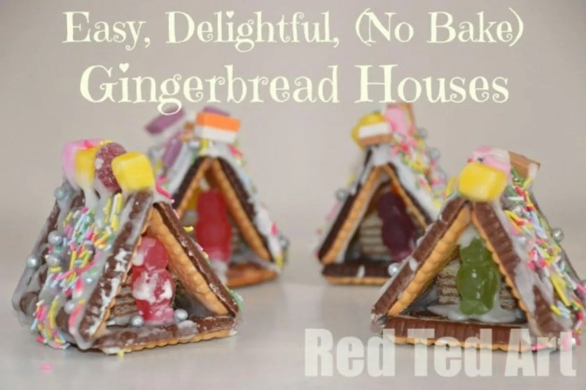 no bake gingerbread house ideas using biscuits and cookies; simple for kids; easy