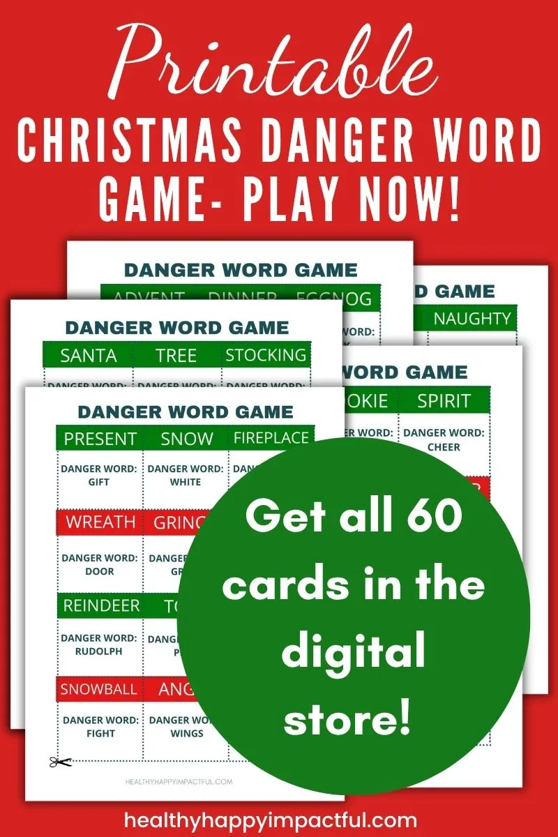Christmas danger word game cards