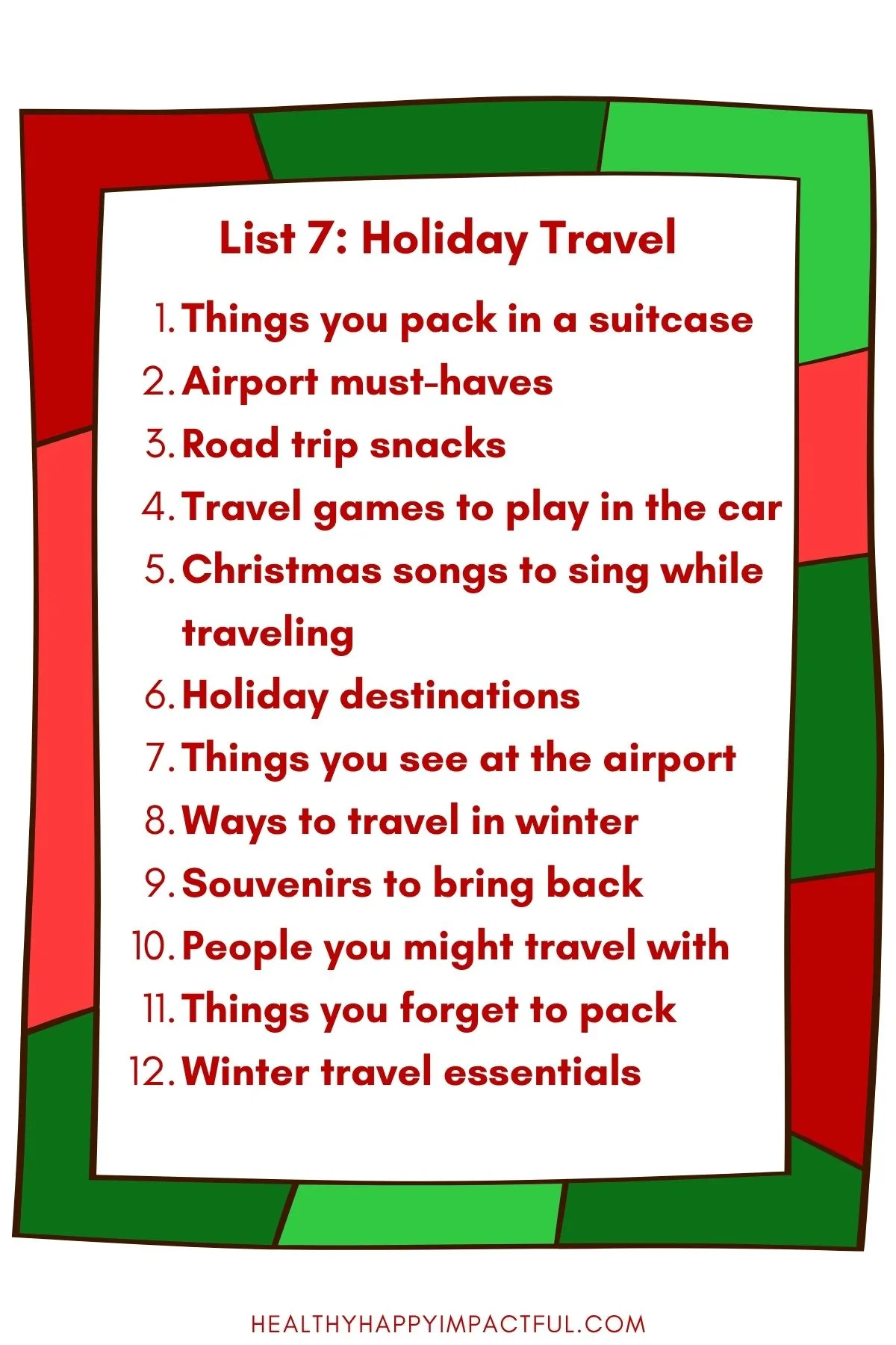 Christmas scattergories game list