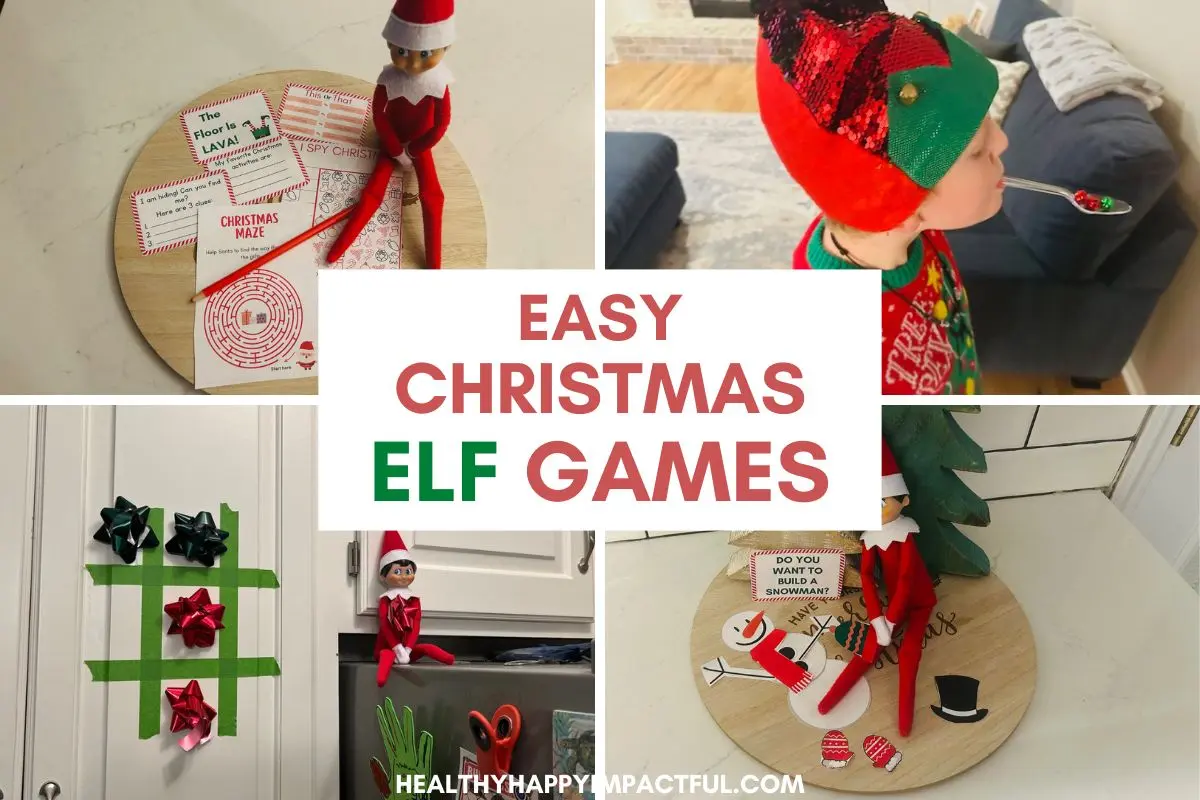 Easy Christmas elf games for the elf on the shelf and kids to play