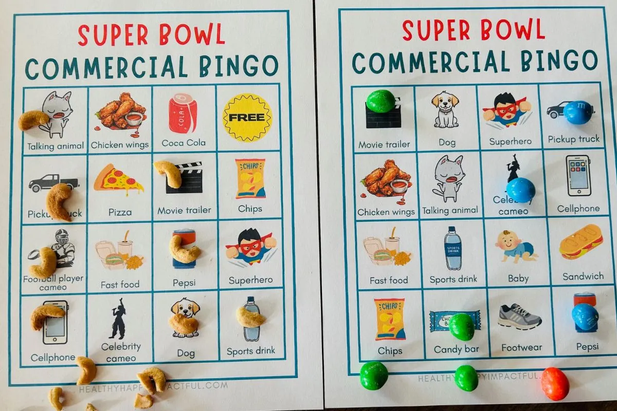 Printable Super Bowl Commercial Bingo Cards 2026 Rossy Printable