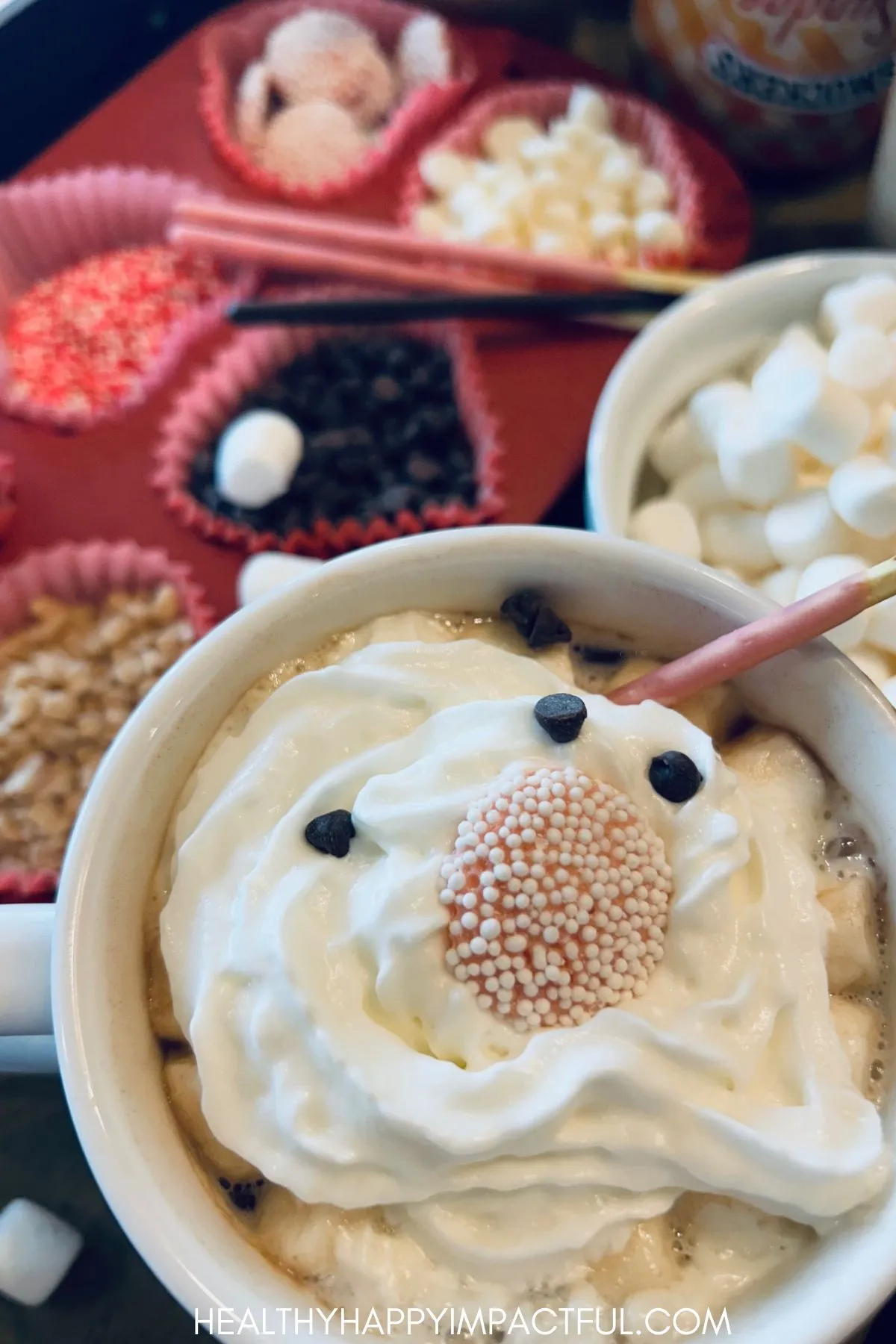 drink with whipped cream and candy