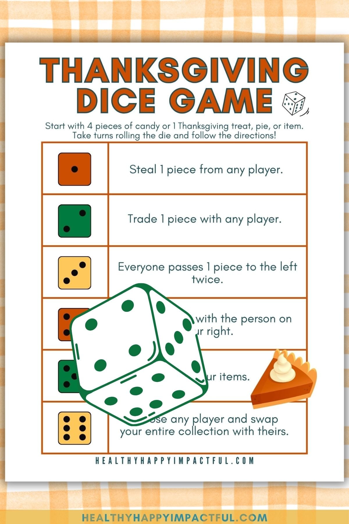 free printable dice game for Thanksgiving