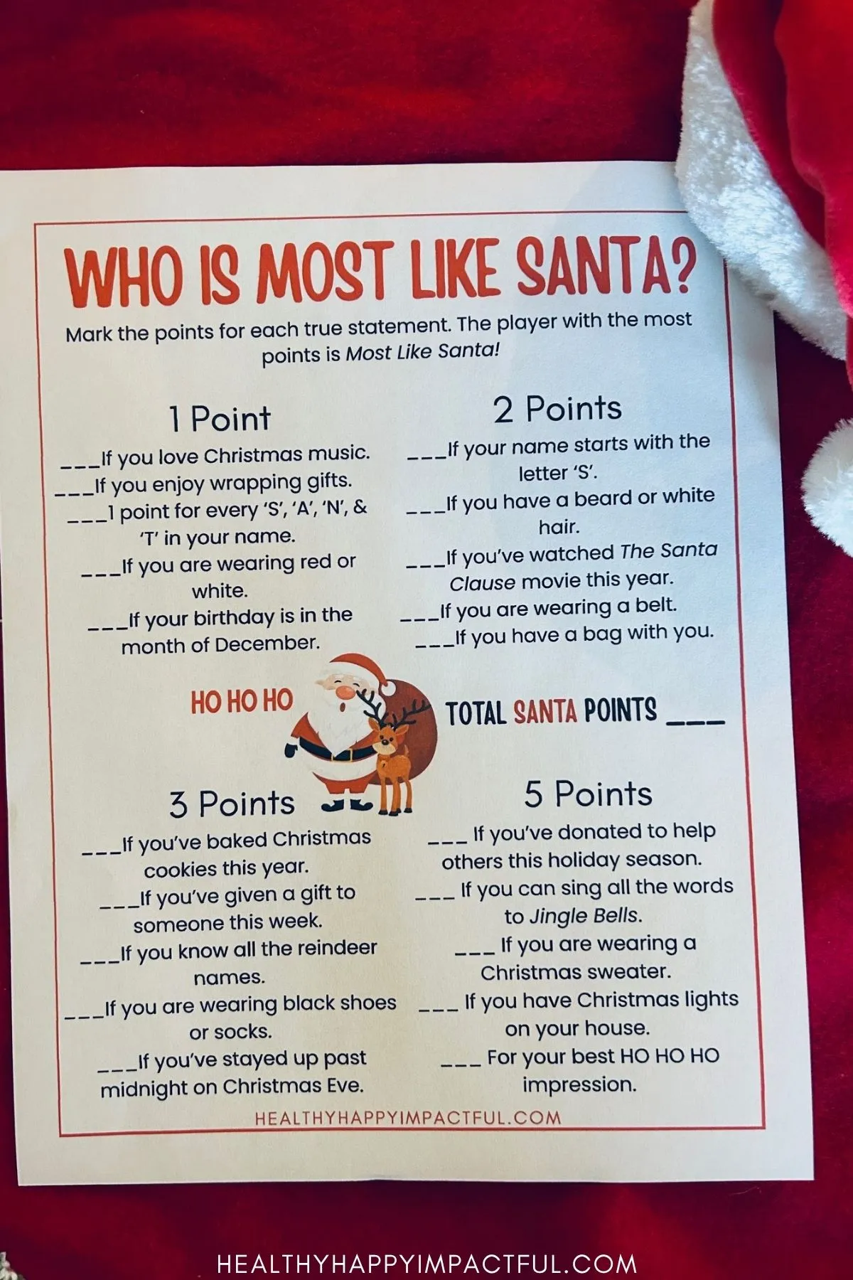who is most like Santa game free printable