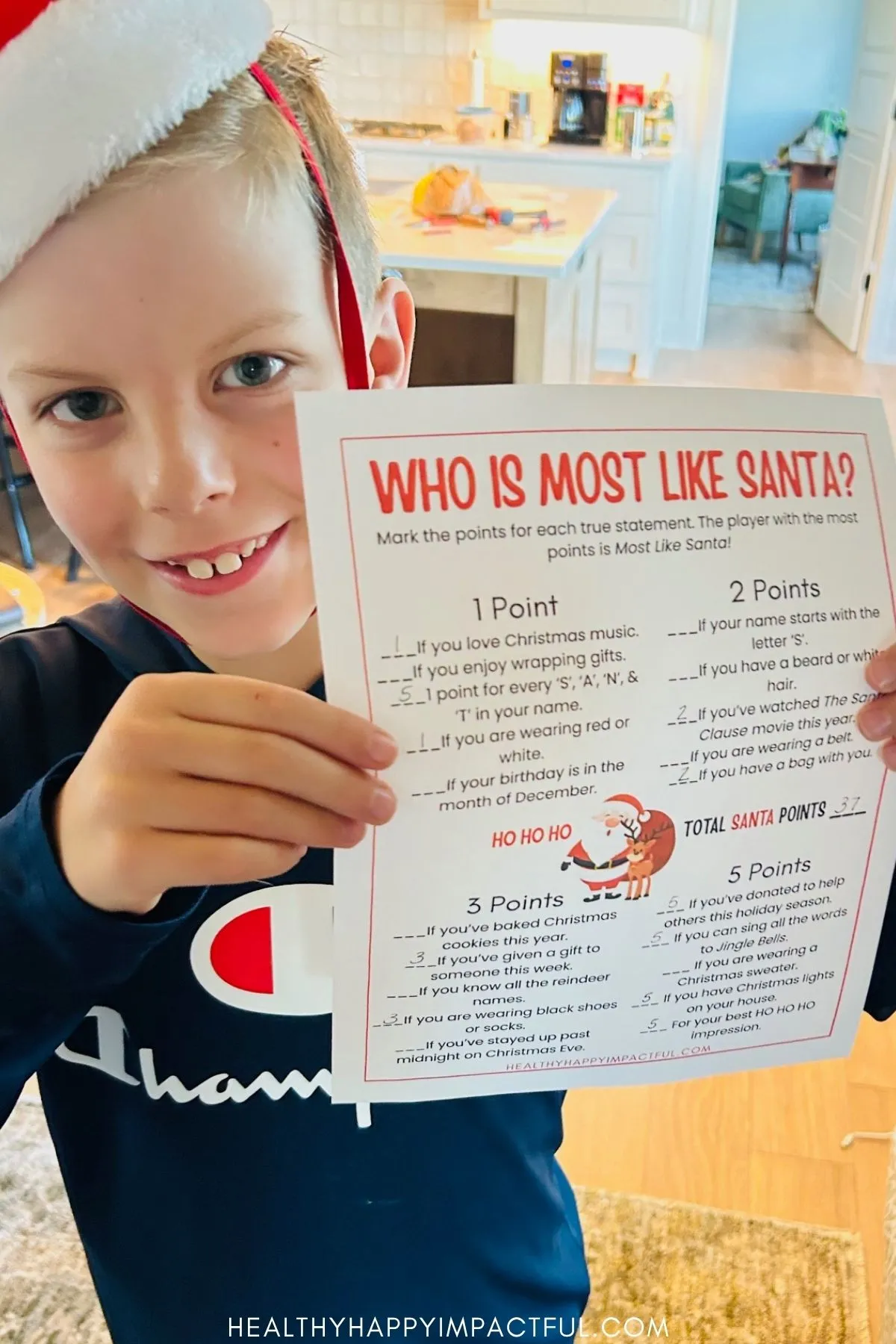 boy playing a Christmas game