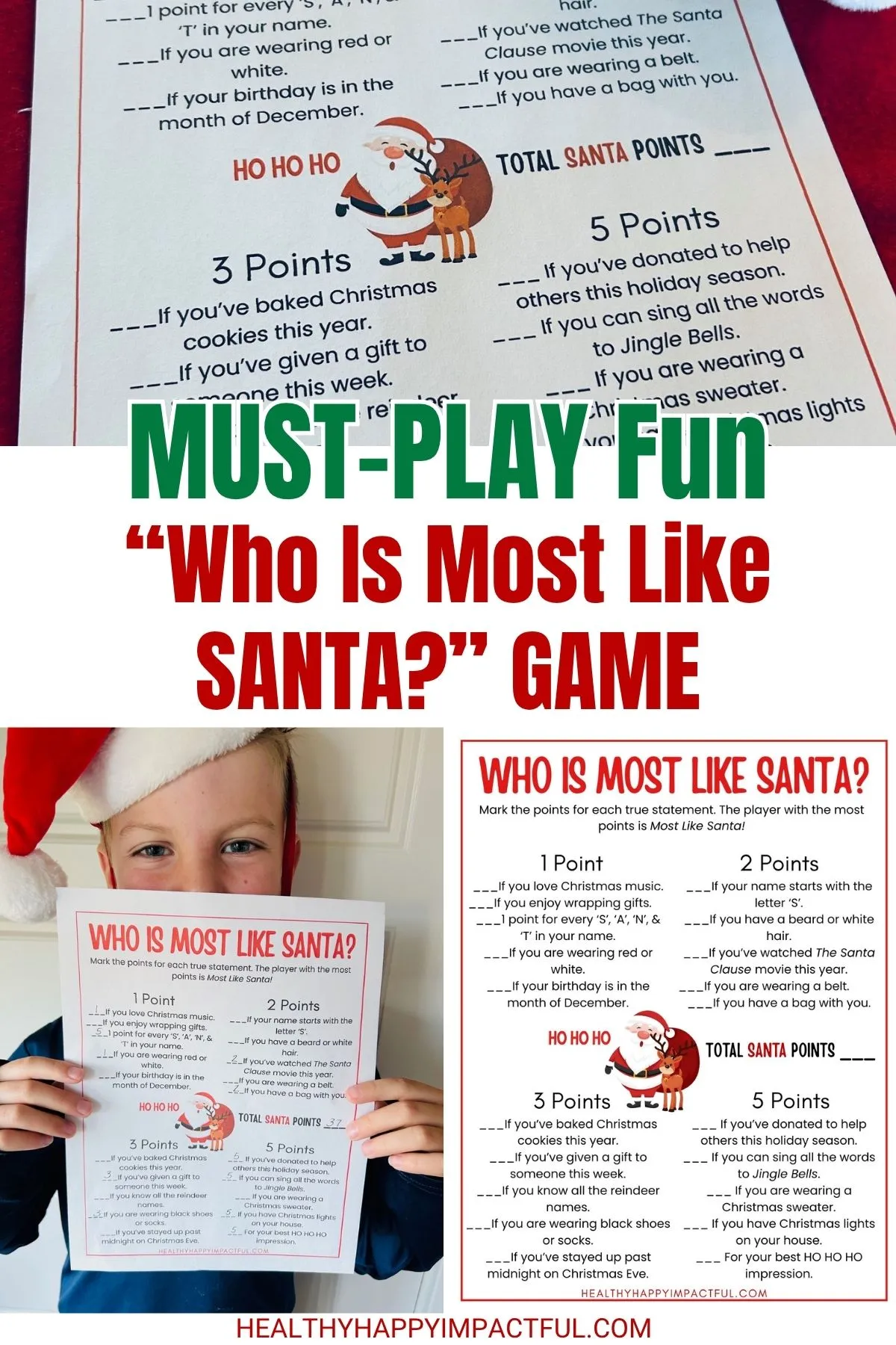 who is most like Santa Christmas game free printable for kid and families