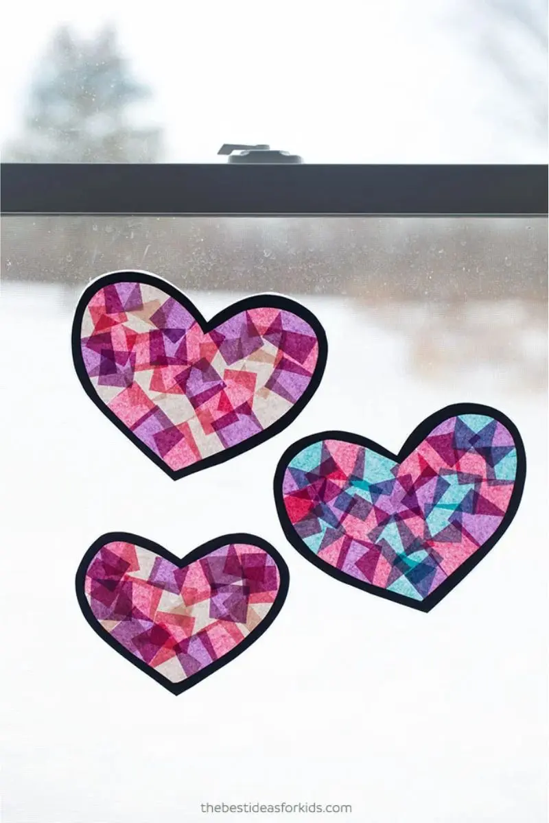 heart craft on a window