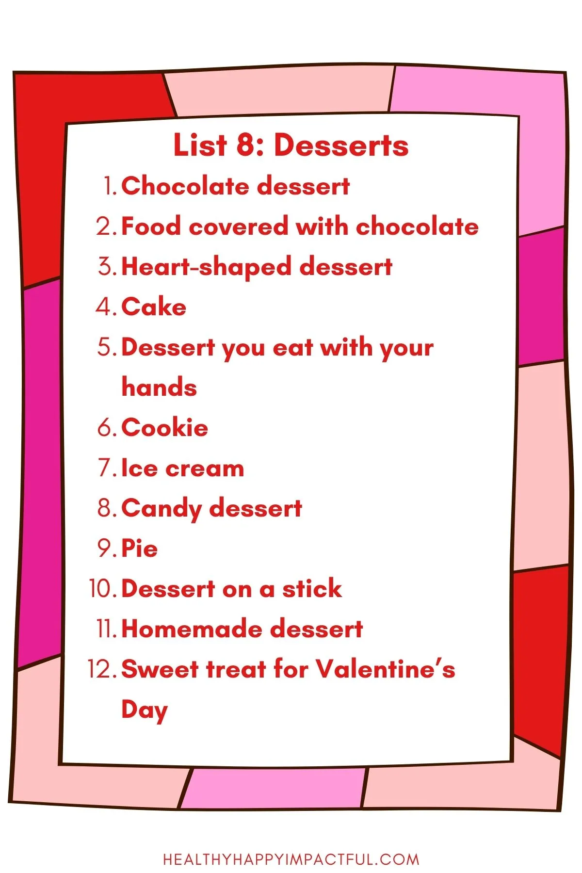 List 8: desserts
