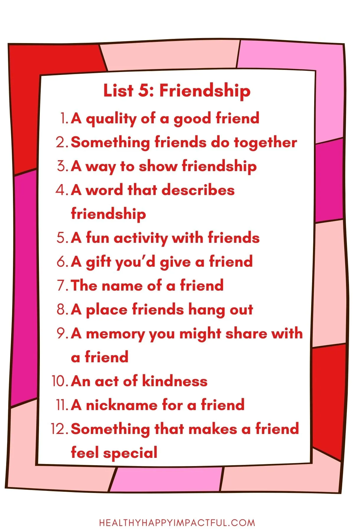 List 5: Friendship