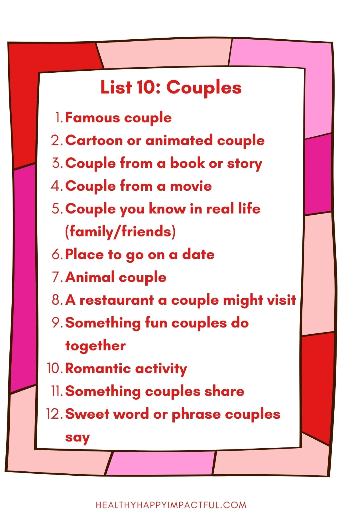 List 10 couples