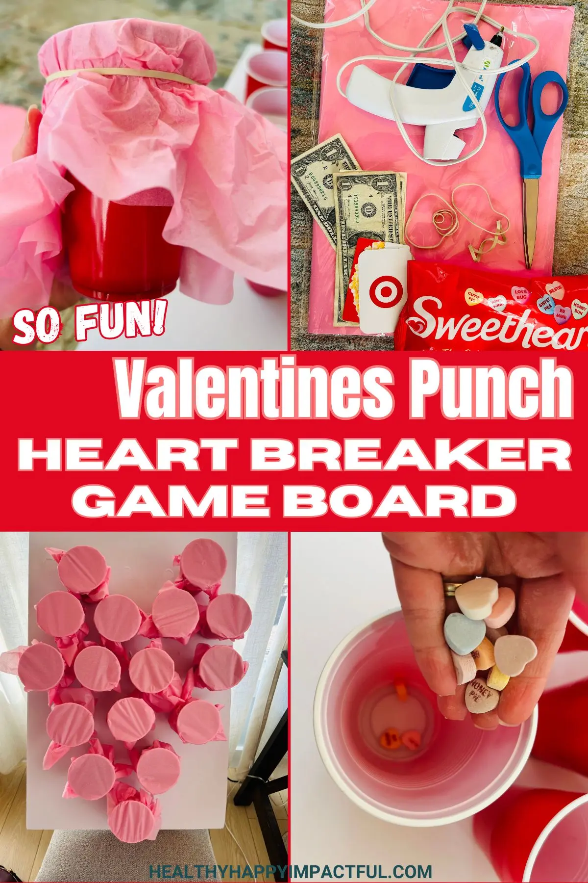 Valentines day games, punch cup board heart