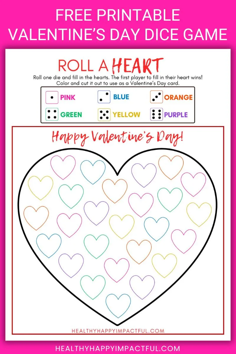 free printable roll a heart dice game