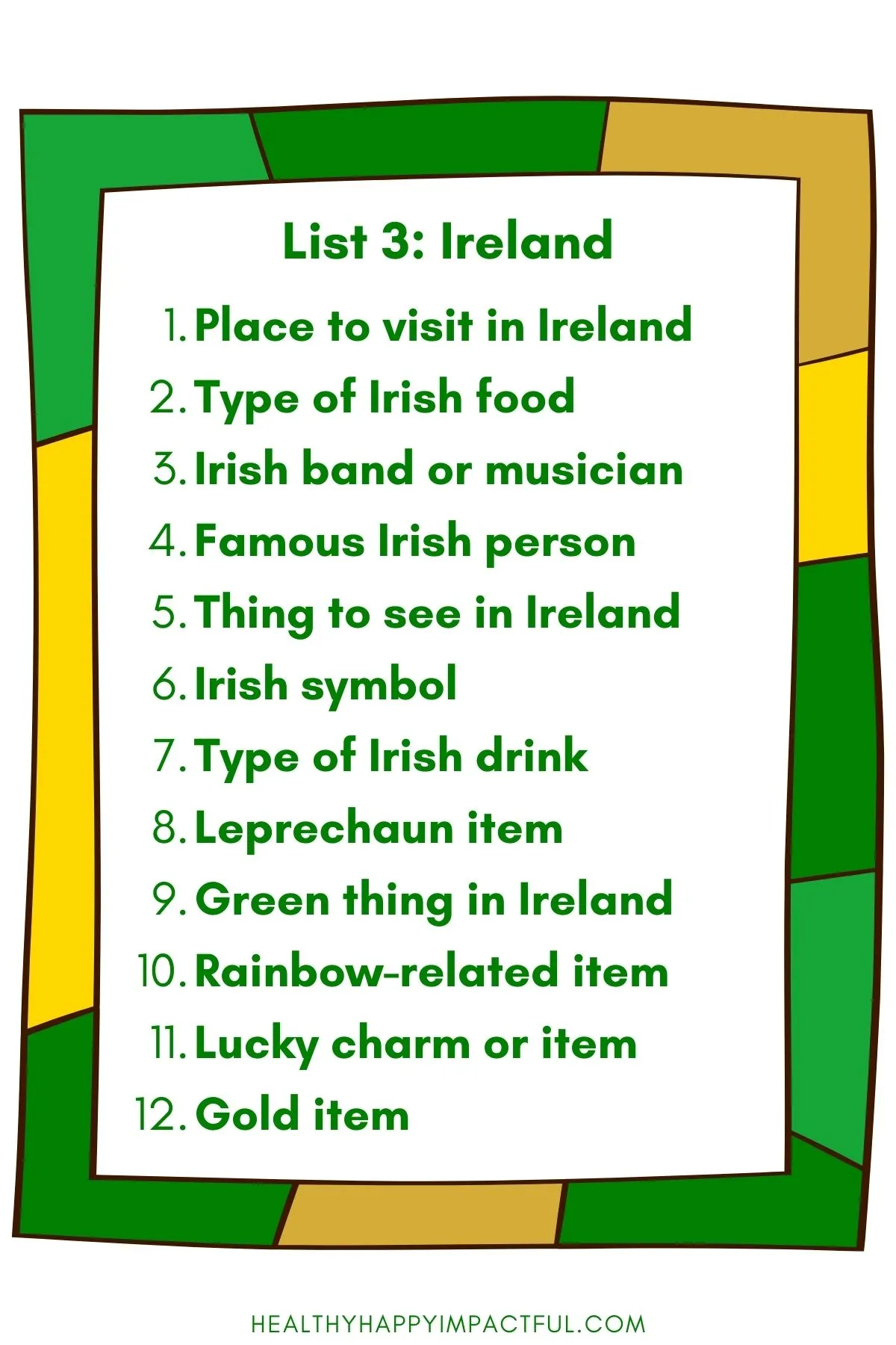 Ireland categories list