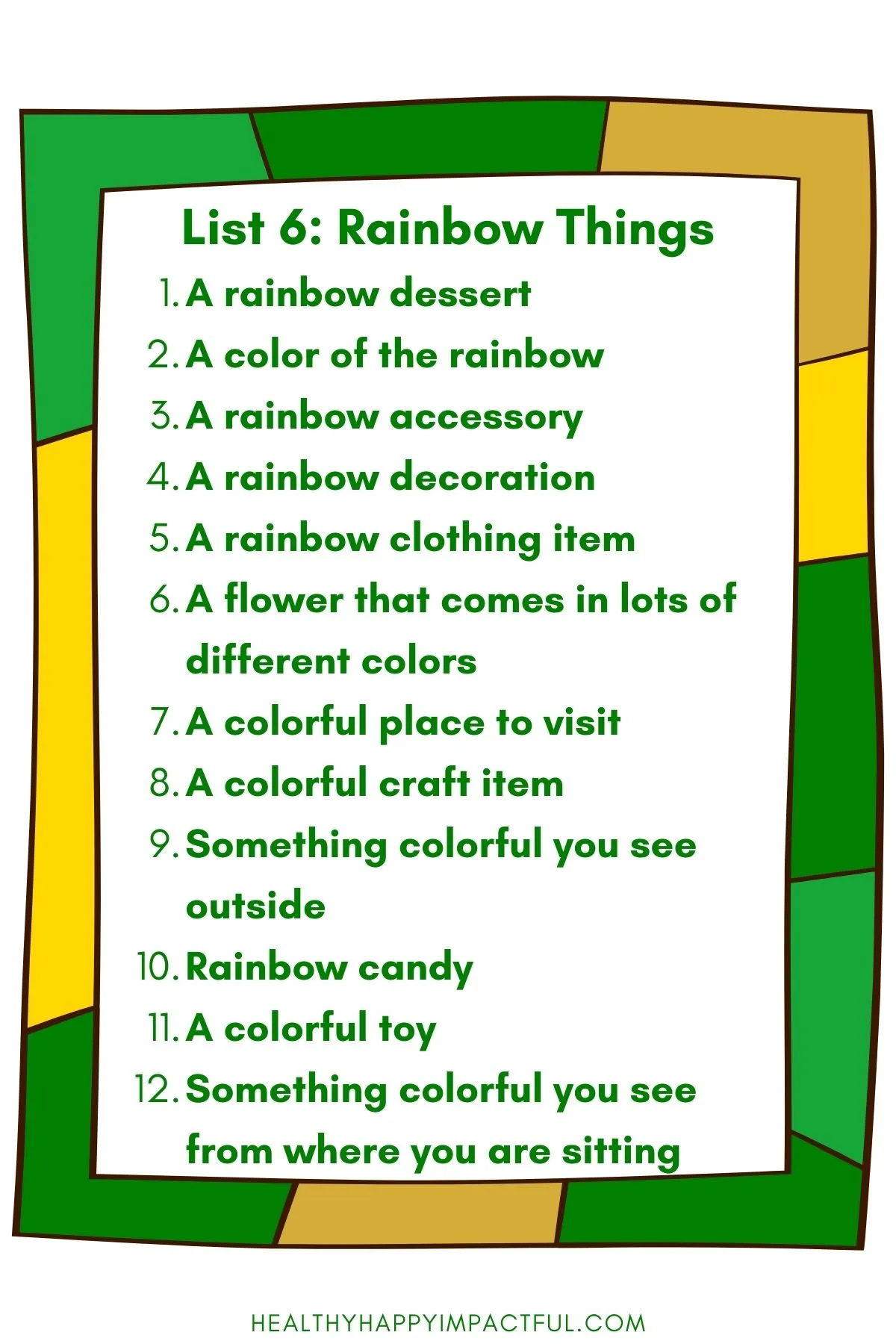rainbow categories list
