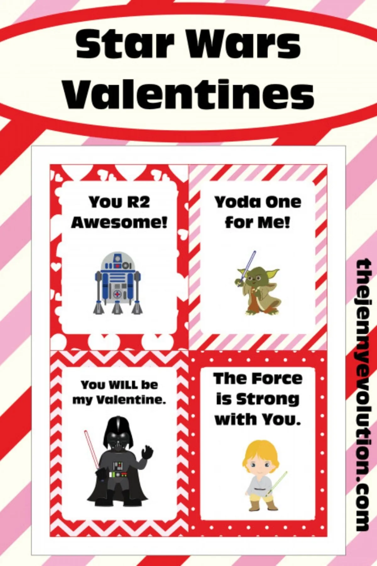 Star Wars valentine's day cards for kids; free printable for classroom