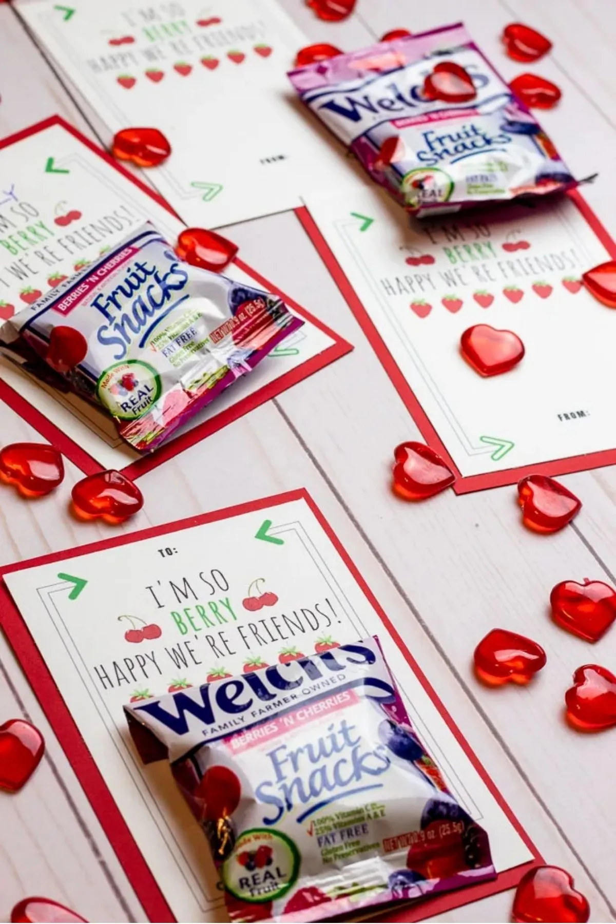 fruit snack valentine's day cards for kids; homemade