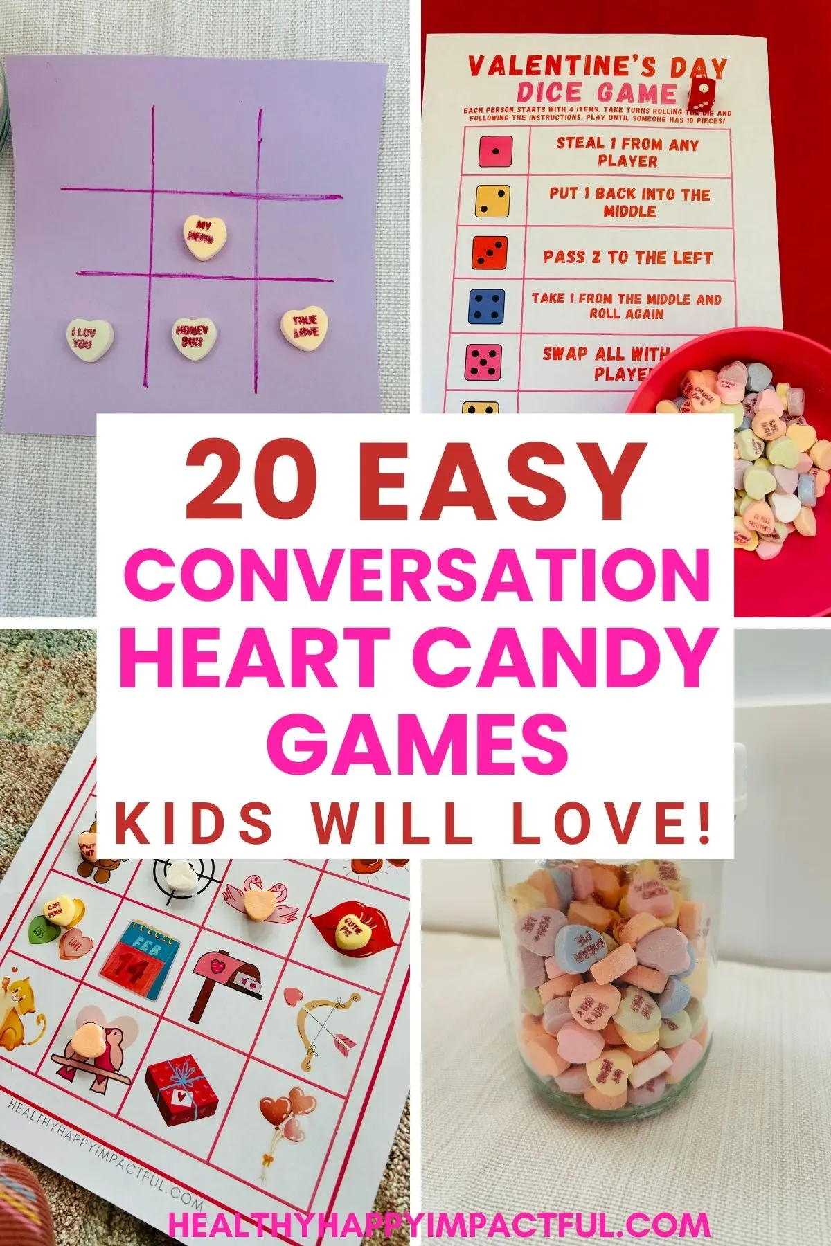 conversation candy heart games for kids Valentine's Day party