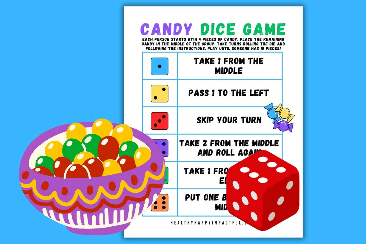 free printable candy bar dice game