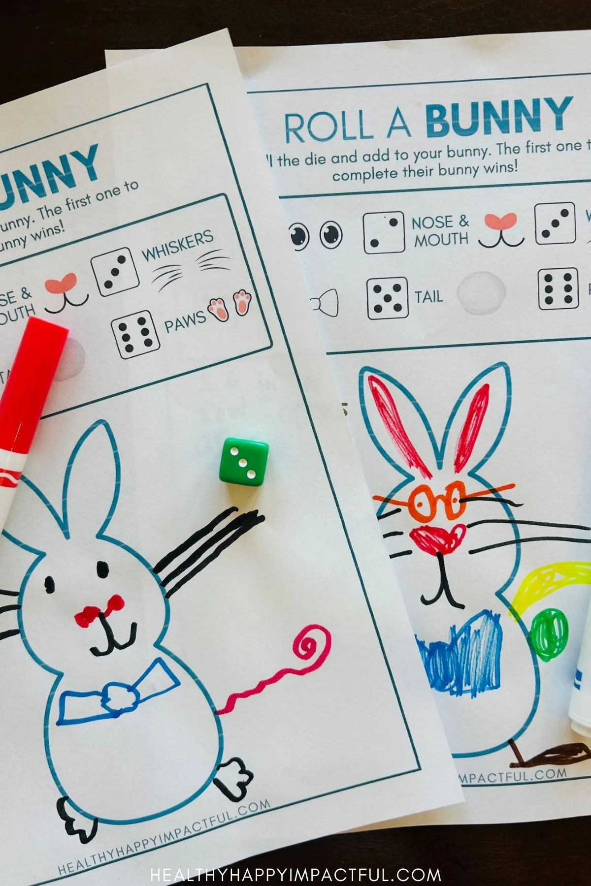 roll a bunny free printable dice game