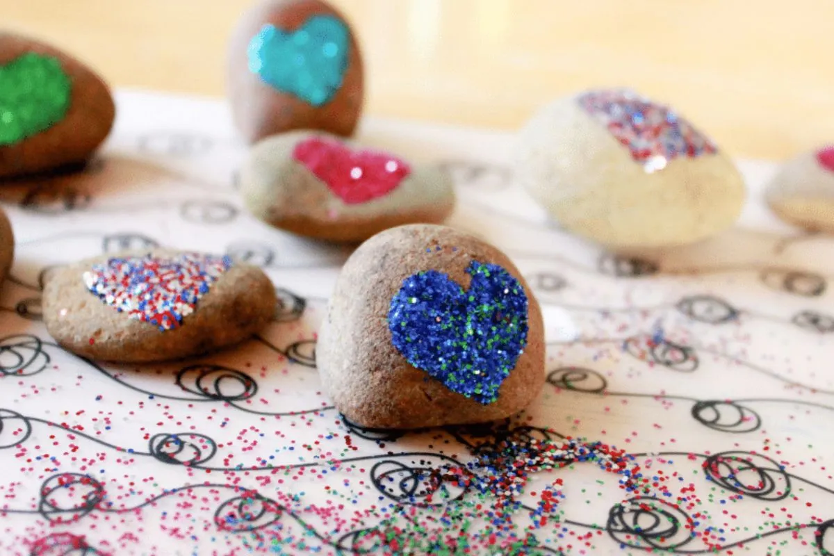 hearts painted on rocks