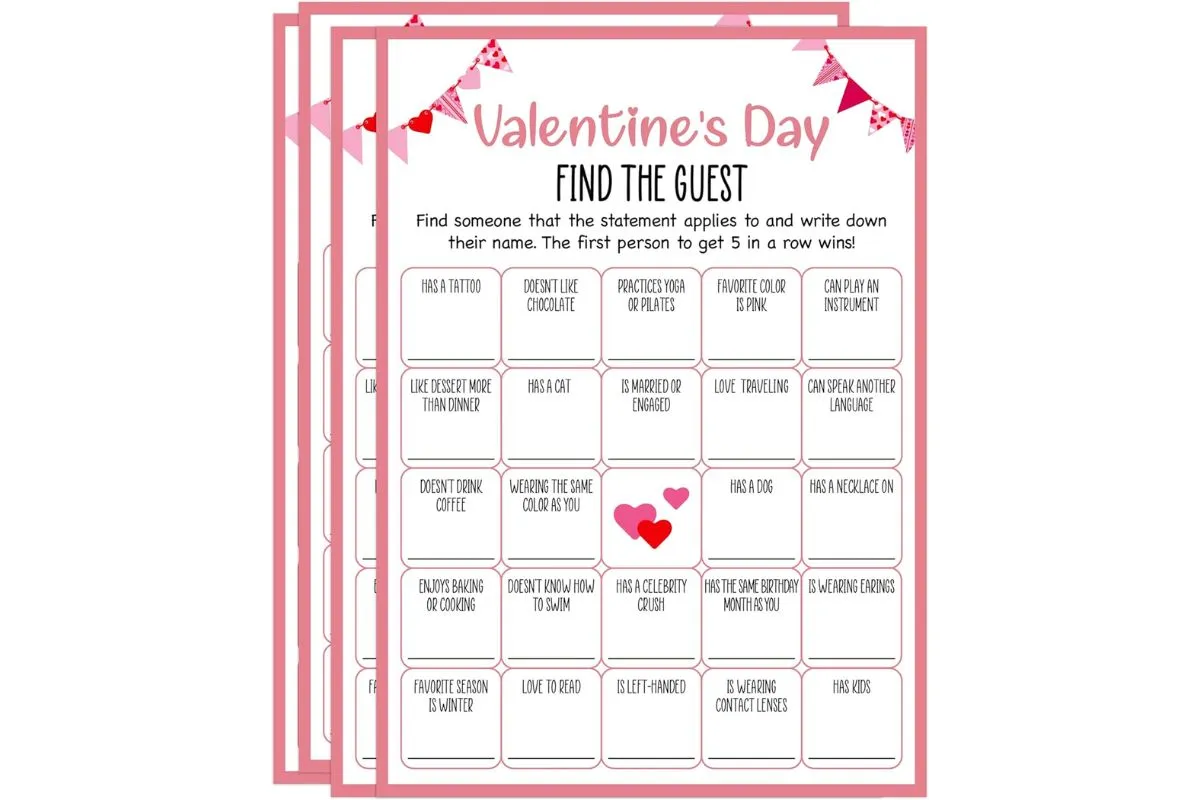 Valentine's games for adults; bingo