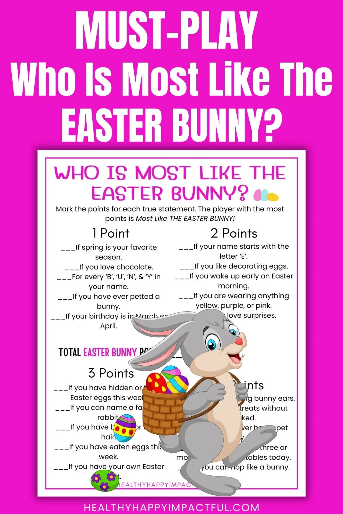 who is most like the Easter Bunny game