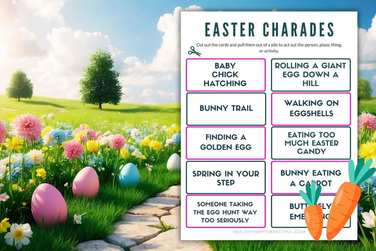 Easter charades ideas for kids, teens, adults, pictionary