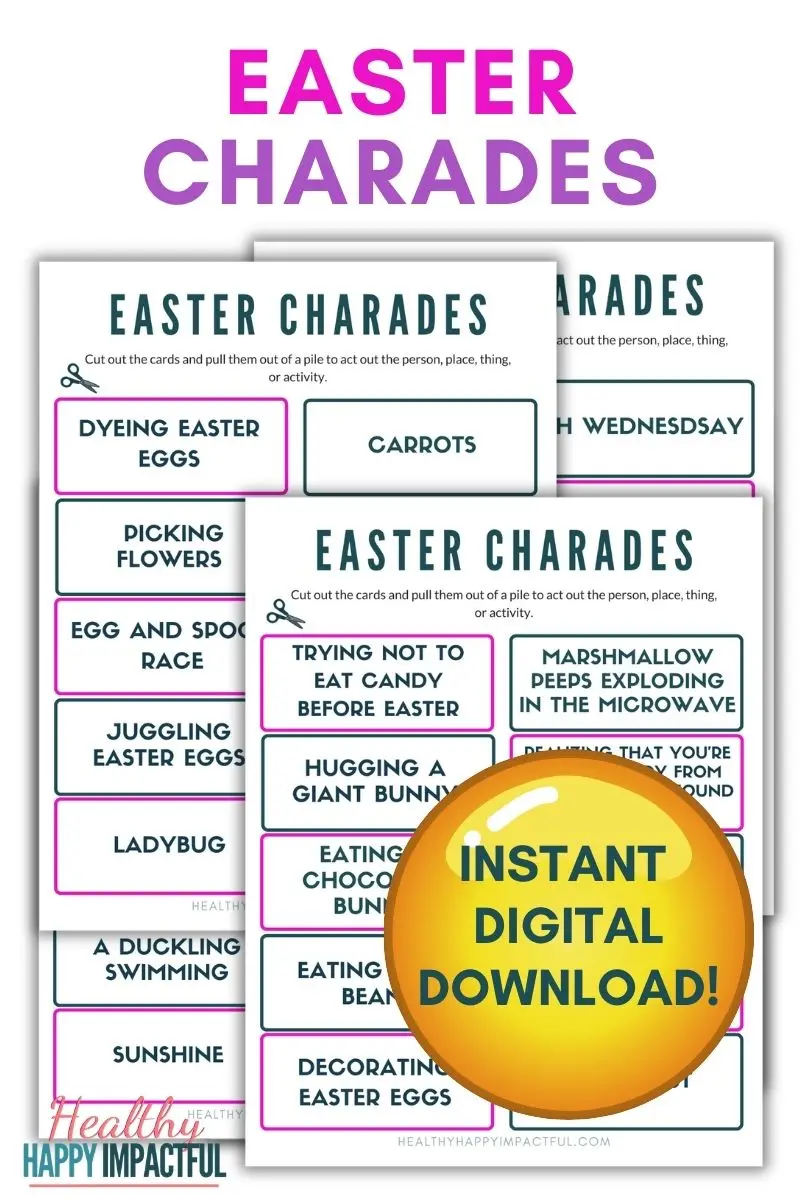 Easter charades printable pdf cards