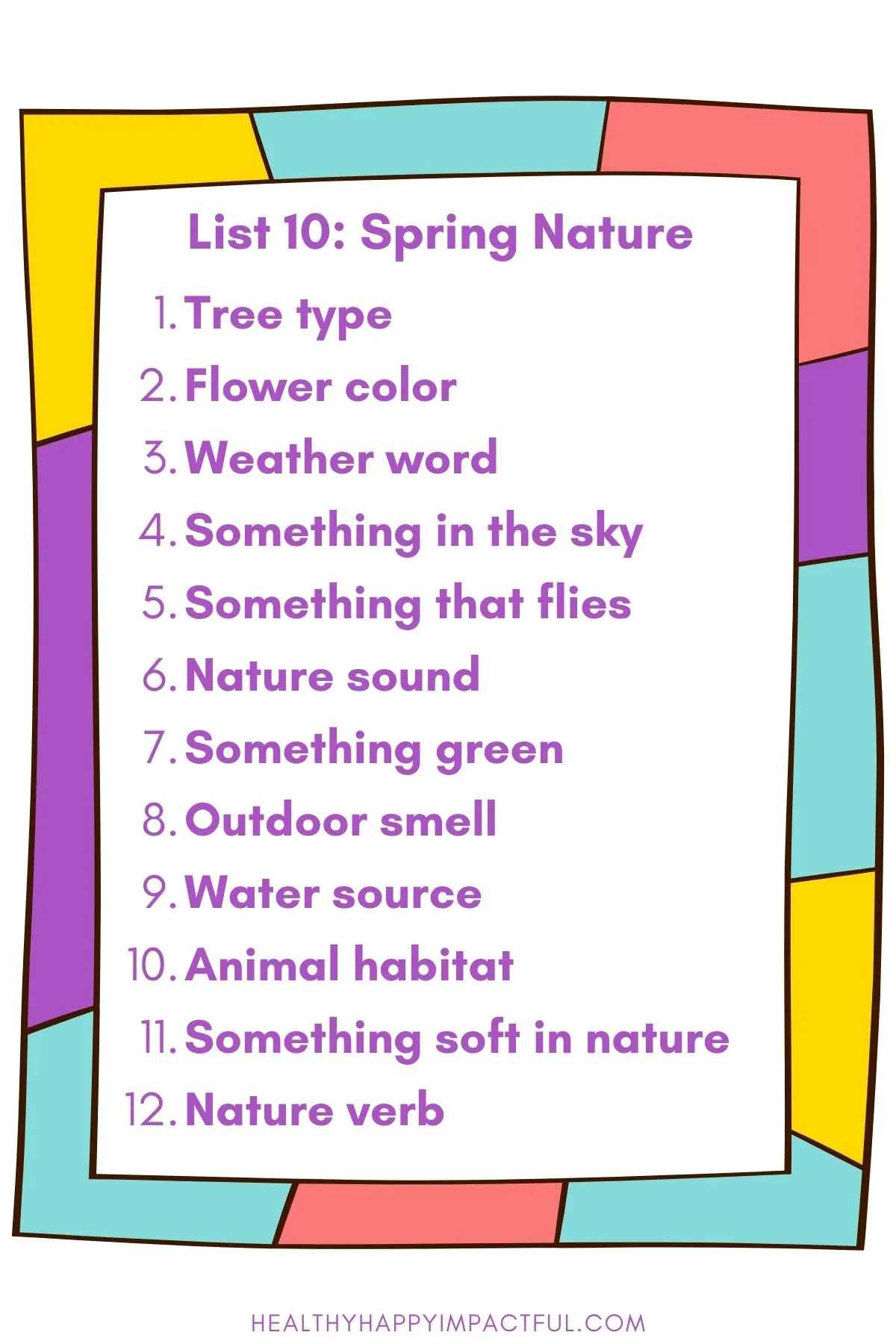 spring category scattergories list