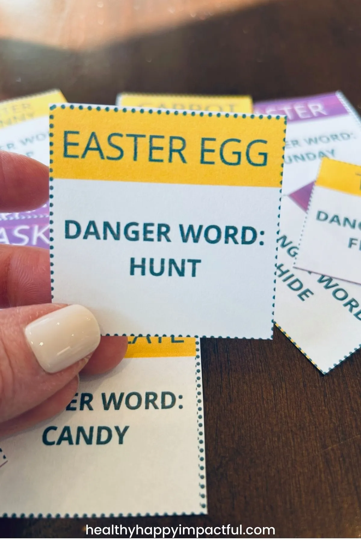 Easter danger word game cards for kids