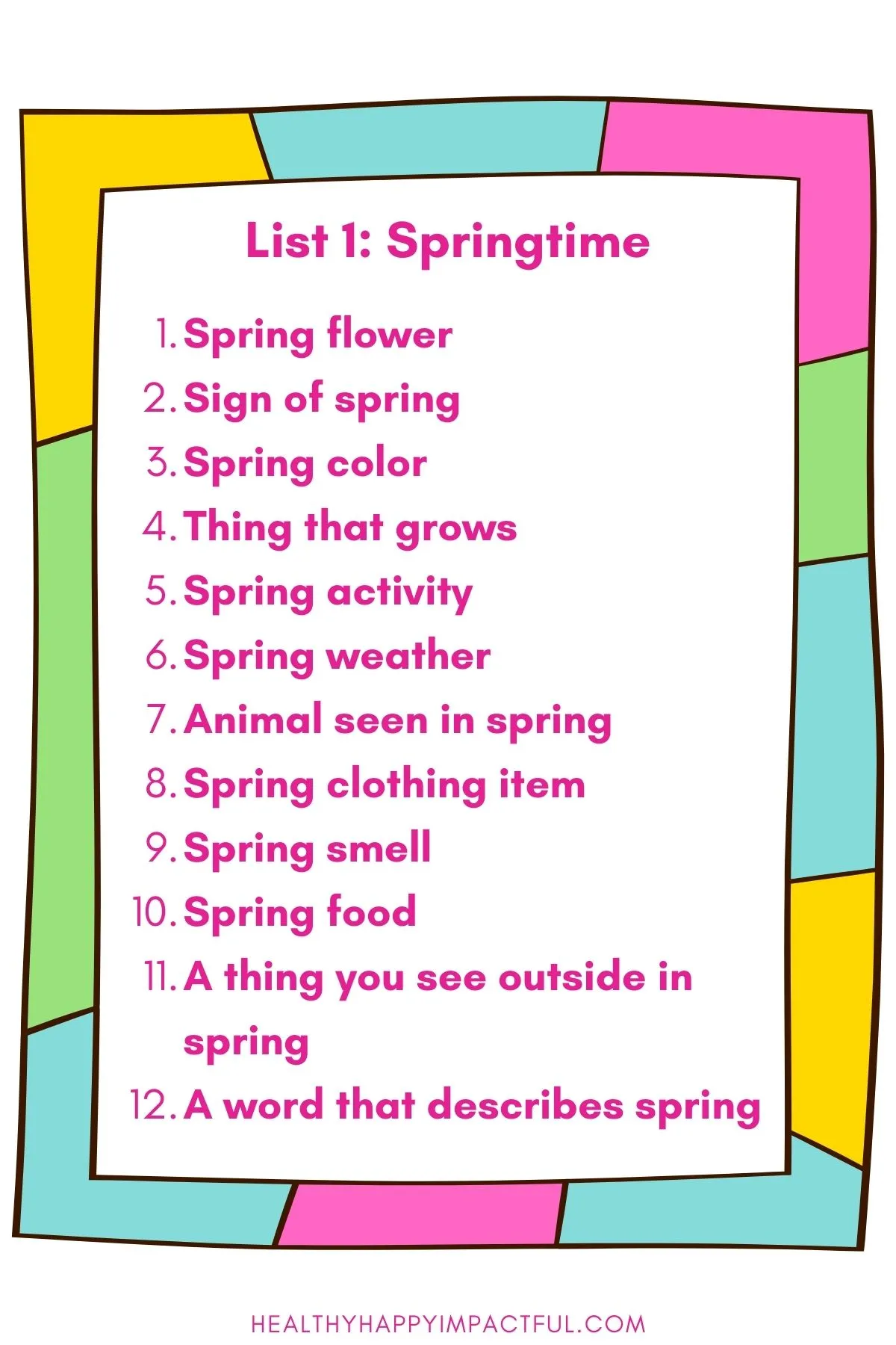 spring scattergories categories lists game