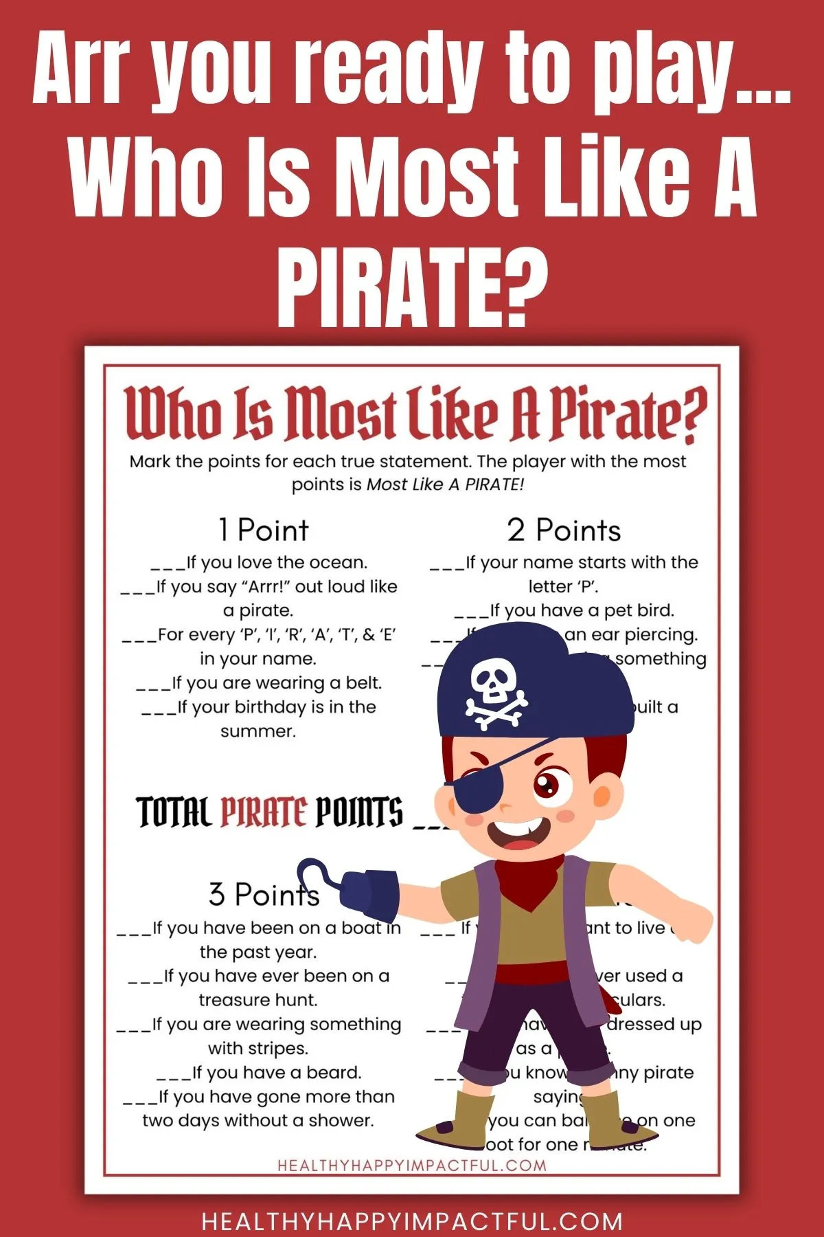 who is most like a pirate game free printable