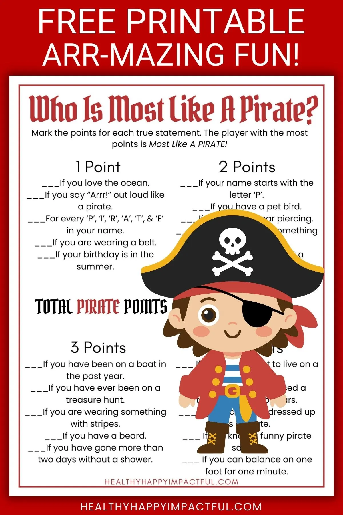 who is most like a pirate free printable