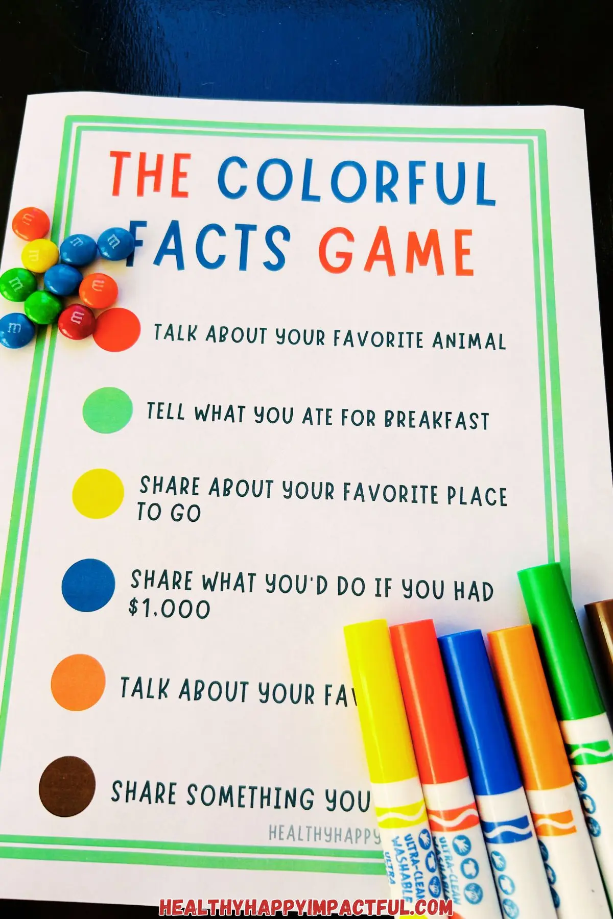 colorful facts game for ice breaker questions for kids