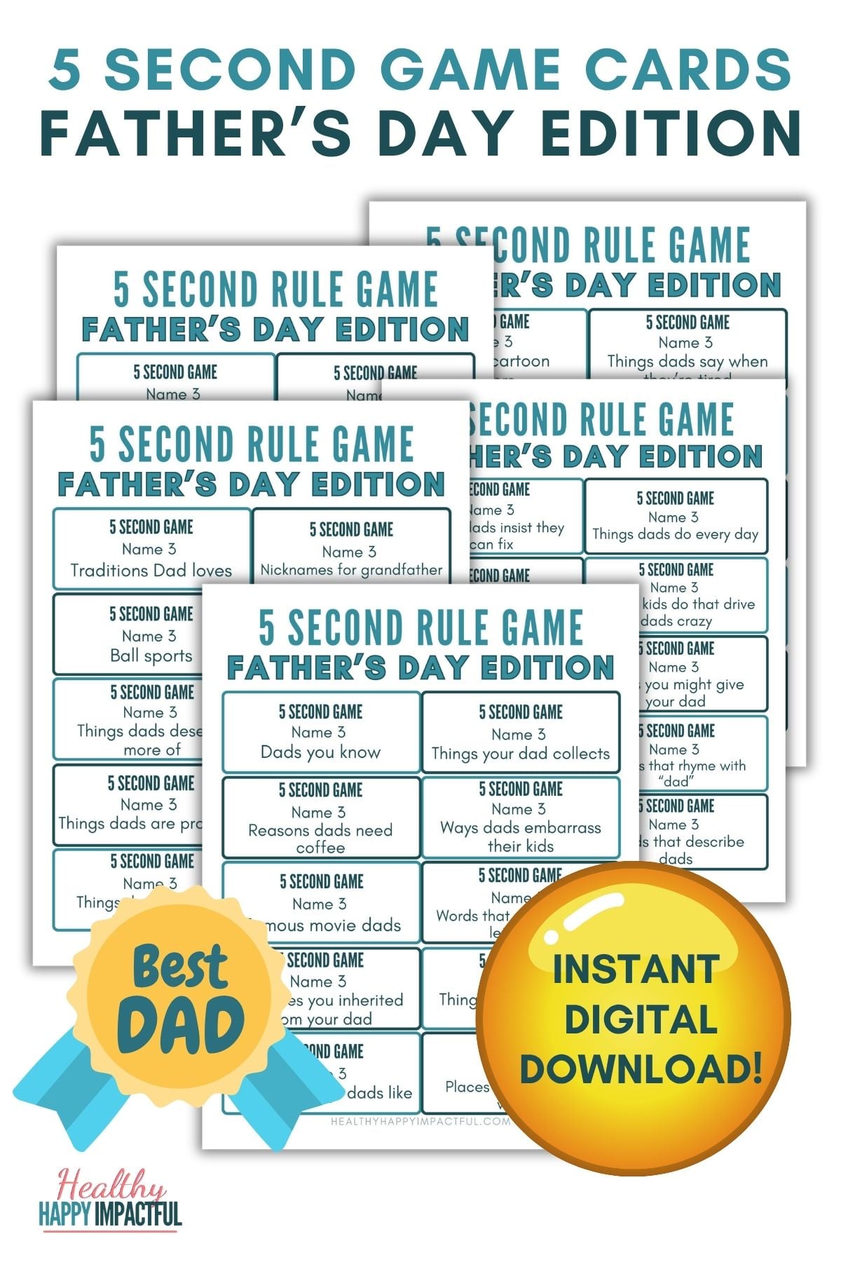 Father's Day cards for 5 second rule game