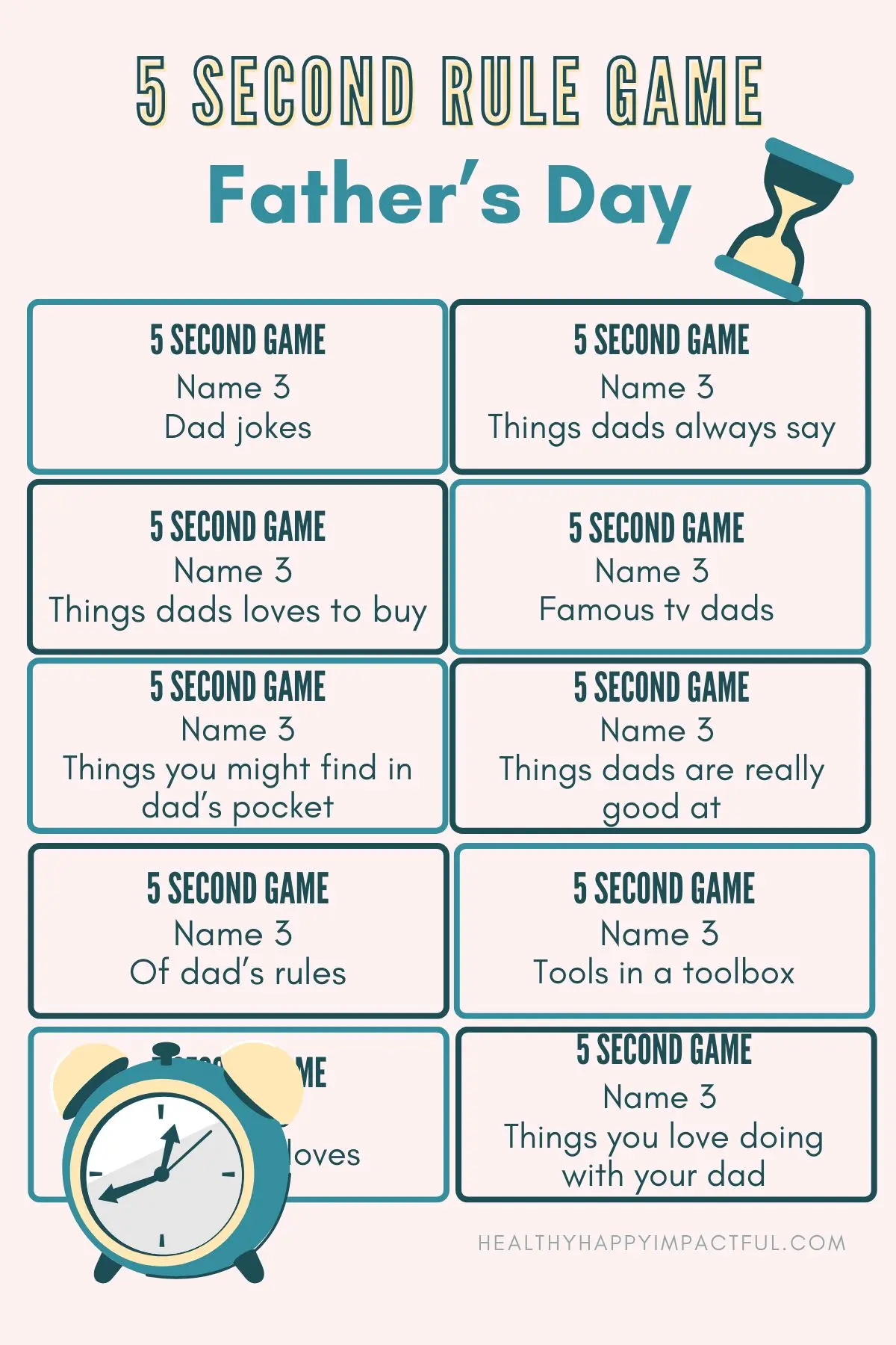 5 second rule game questions for Father's Day, five