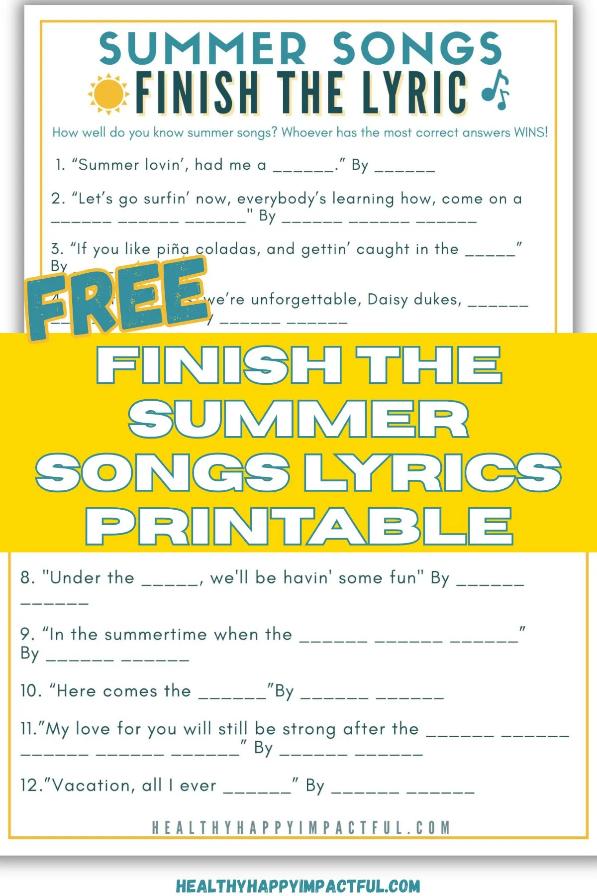 finish the summer song lyrics free printable