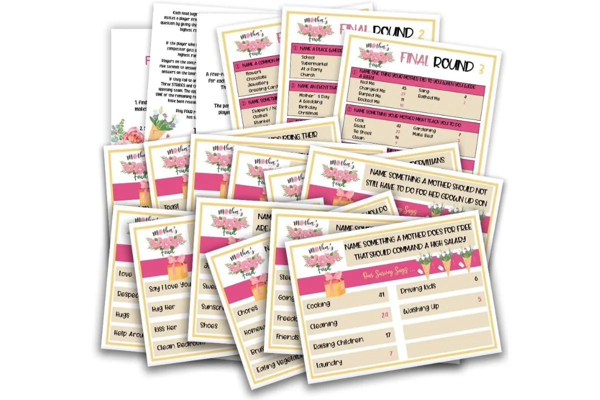 Mother's day party games; family feud