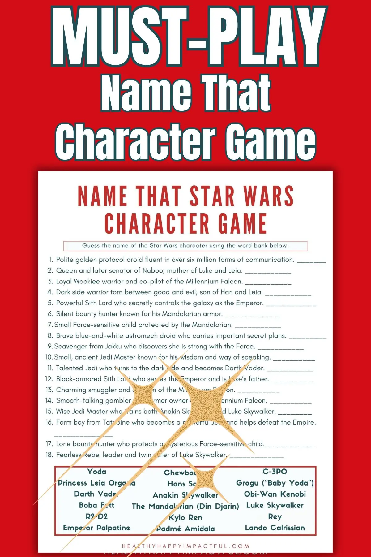 Star Wars party game free pdf