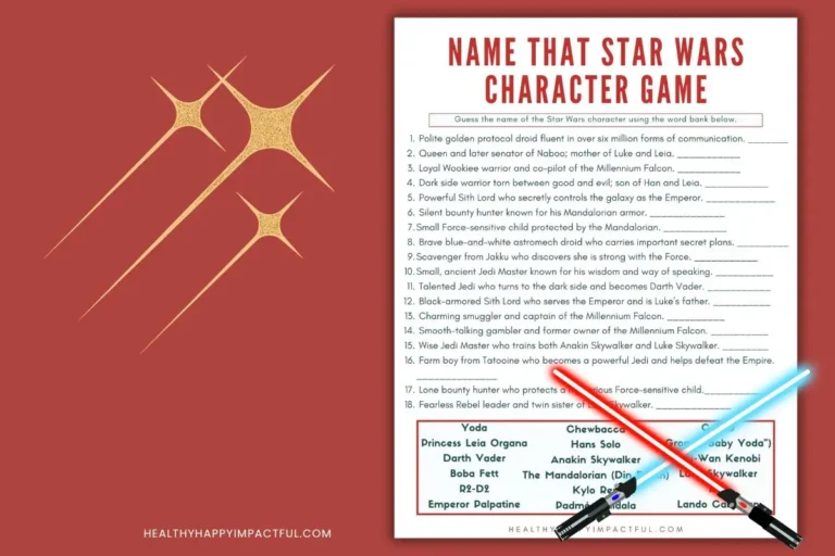 Fun name that star wars character game for birthday party, family night, kids, teens, adults