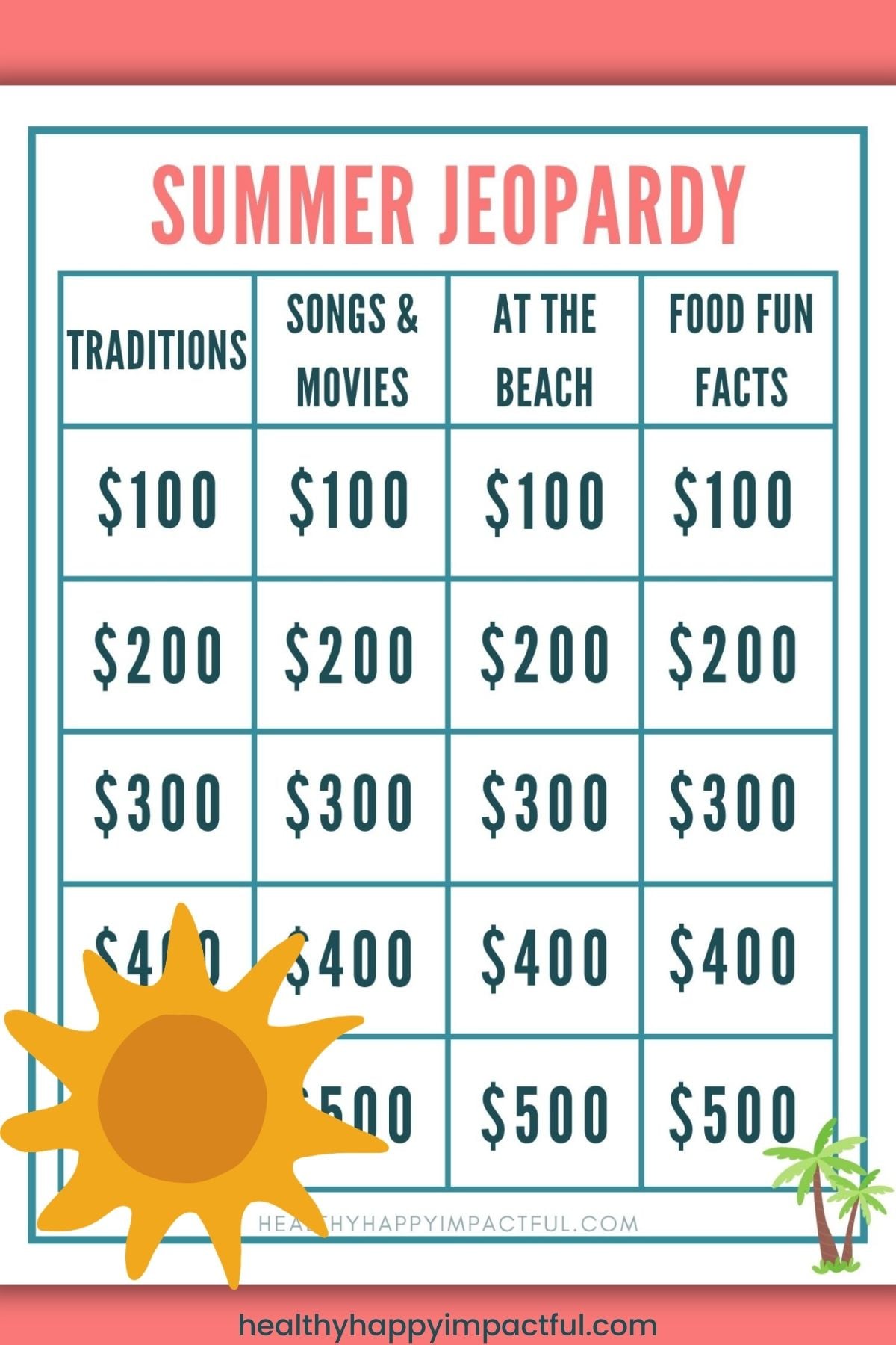 diy summer jeopardy categories